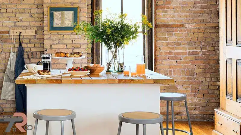 طراحی آشپزخانه آجری شیک و مدرن