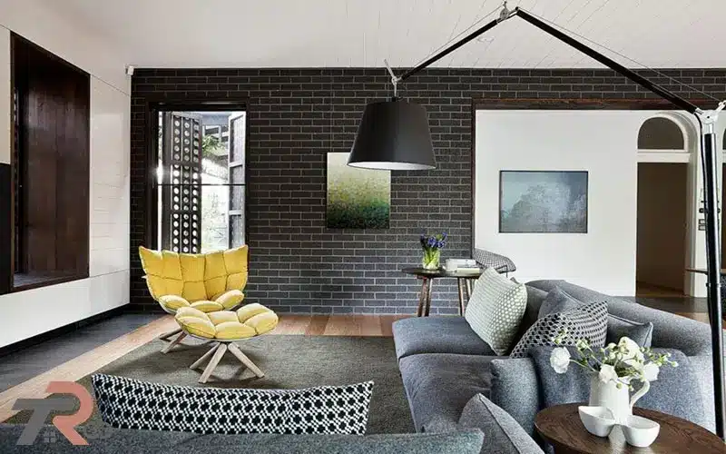 دیوار آجری مشکی در طراحی داخلی